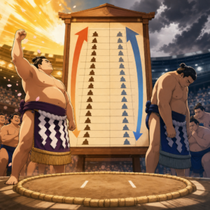 相撲番付は勝ち越しと負け越しでどう動くか